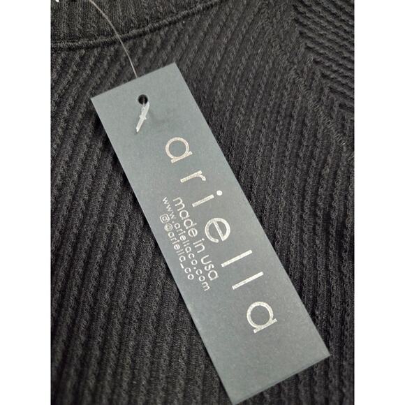 Ariella Ribbed Black High-Low Made in USA Black Long Sleeve Blouse Shirt Small - Picture 2 of 4